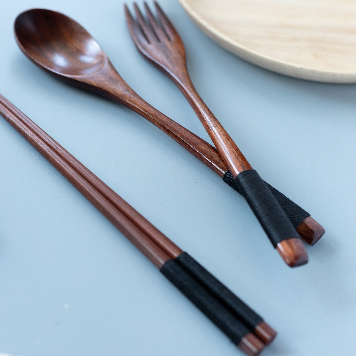 Hot Sale Japan Style Wooden Tableware Set Spoon Fork Chopsticks with  Storage Case Travel Cutlery Set Portable