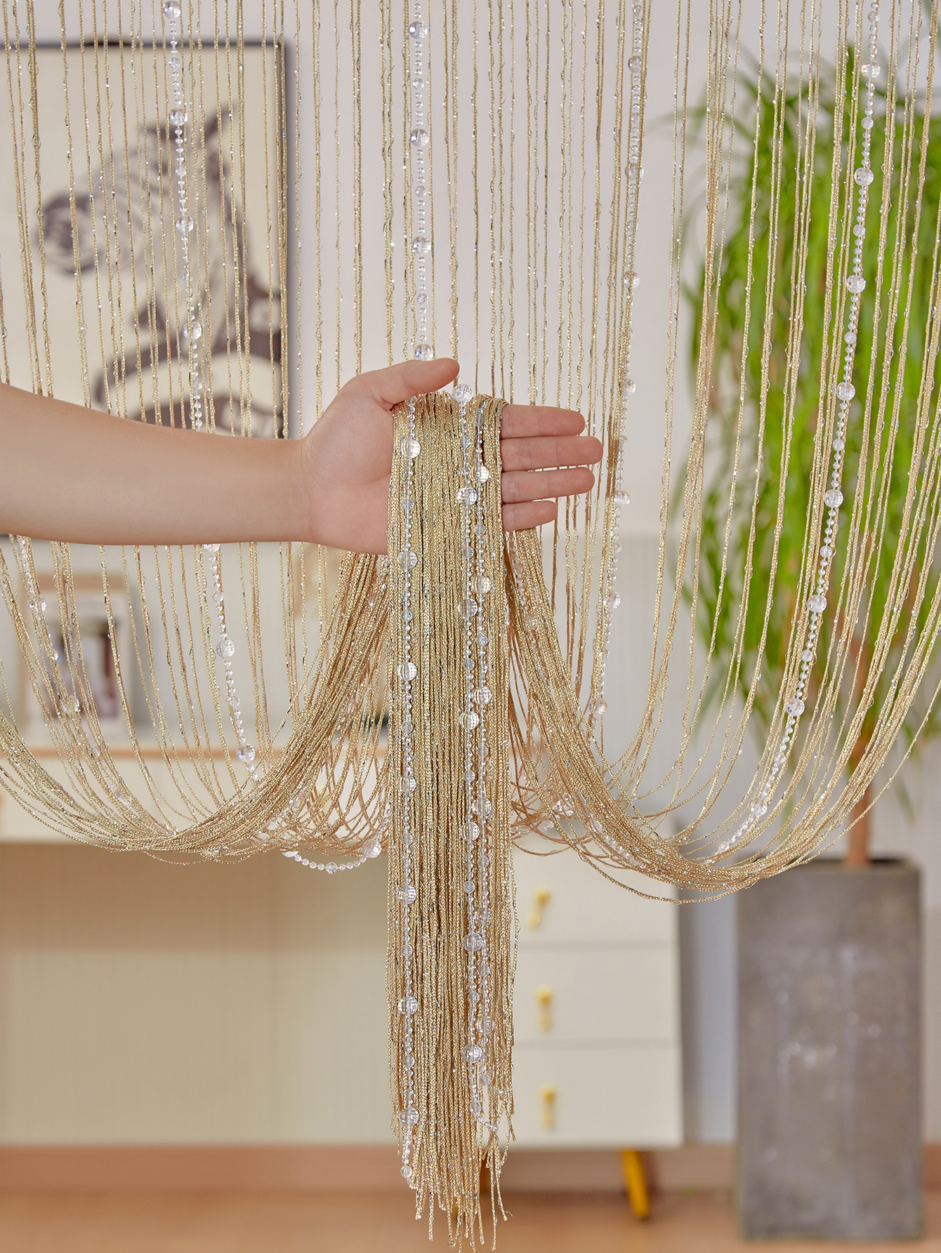 Rideau de chaîne à franges avec pompon, rideau perlé, décoration  d'intérieur, rideau de porte, rideaux