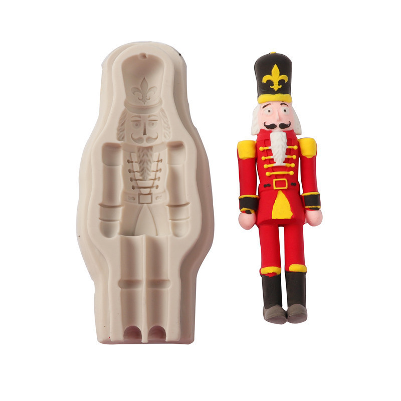 1pcs 3D Nutcracker Soldier Silicone Molds Christmas Cake Decorating Tools  DIY Baking Chocolate Dessert Mold Christmas Decoration