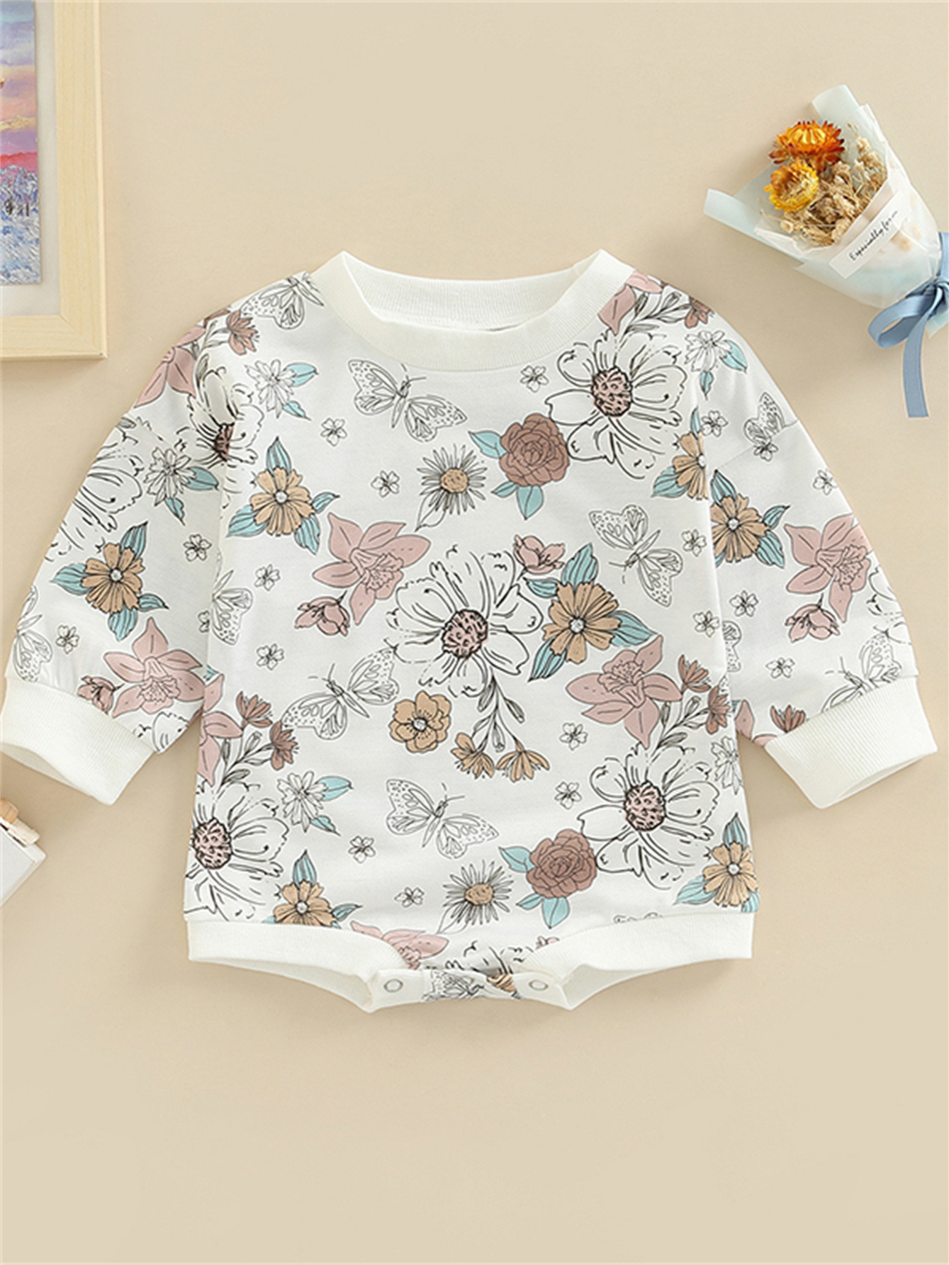 Cotton Girls Long Sleeve With Floral Print