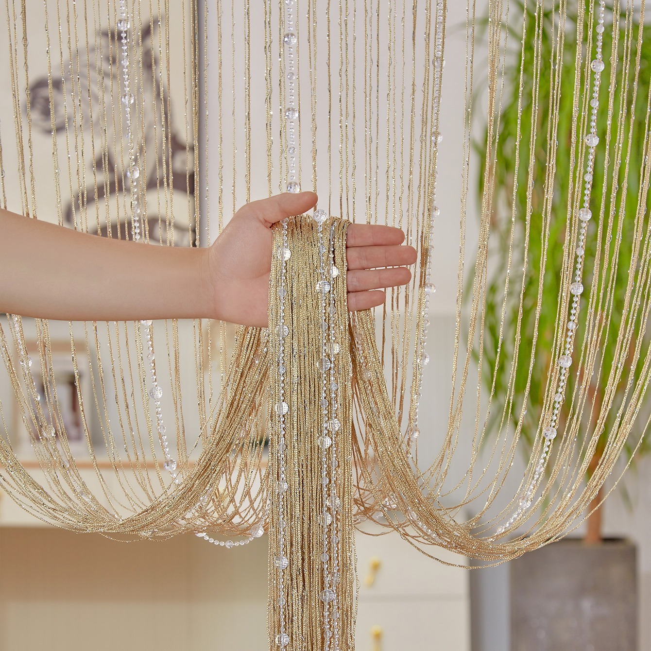 Crystal Beaded String Door Curtain Beads Room Divider Fringe