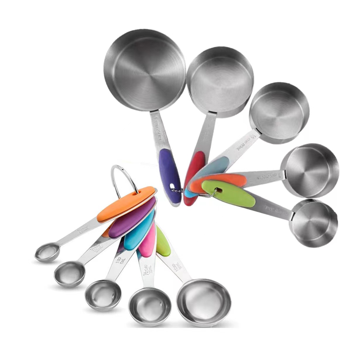 Colorful Measuring Spoon and Cup Set - Stainless Steel and