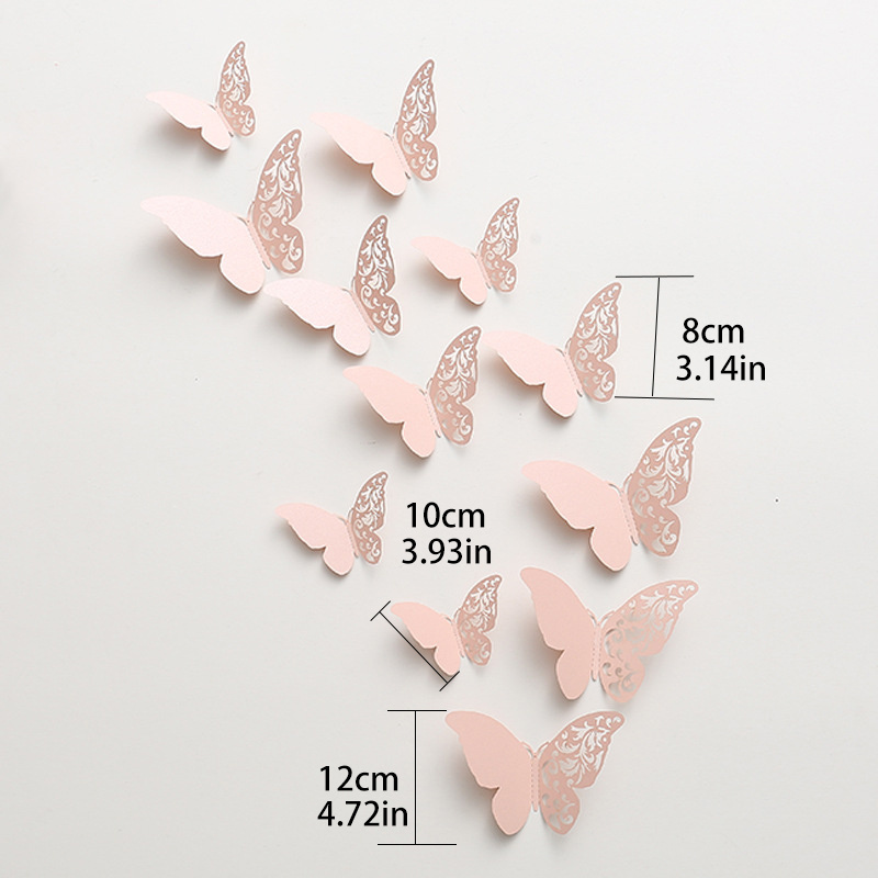 3D Butterfly Decor,Butterfly Wall Decor,Butterflies for Crafts,48 PCS 3D  Butterfly Stickers with Sponge Gum and Pins, Removable Wall Sticker Decals