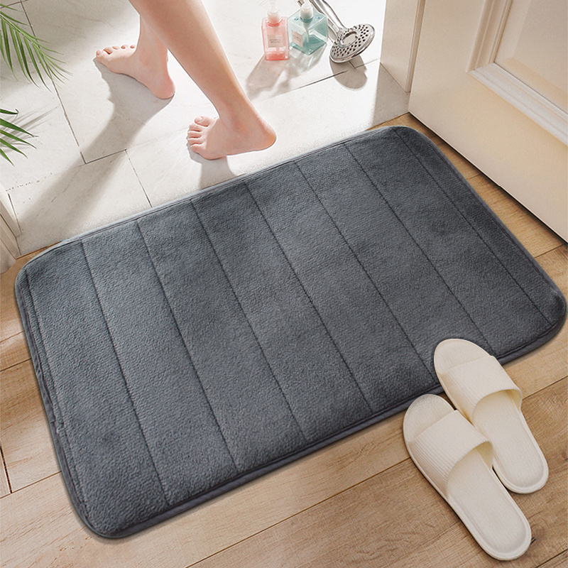 1pc Soft and Absorbent Grey Memory Foam Bath Mat - Non-Slip Padded Shower  Rug for Comfortable Bathing Experience - Home Decor & Accessory