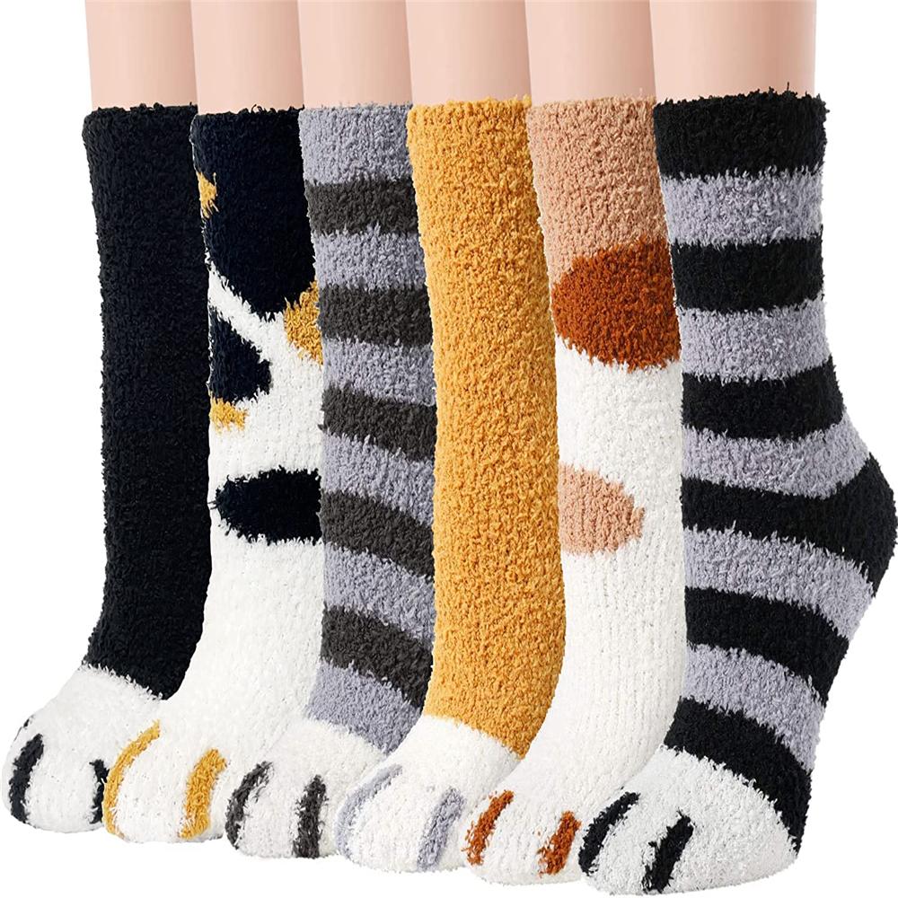 5Pairs Men's Fuzzy Socks Non Slip Grip Socks Winter Fluffy Slipper Socks  Cozy Warm Plush Sleep Cabin Footies with Grippers - AliExpress