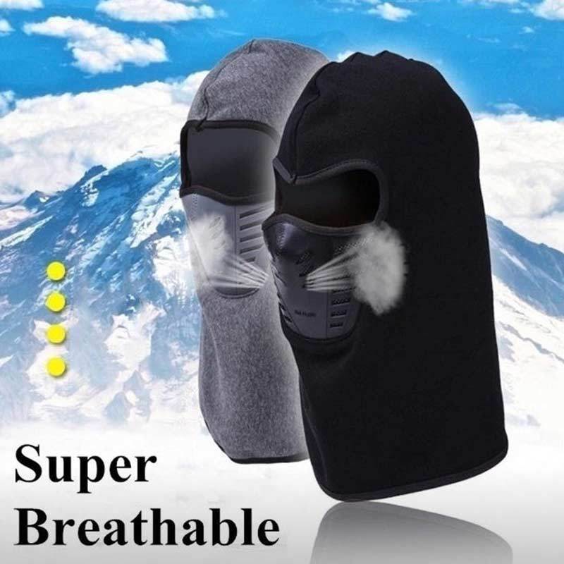 Black Sports 1pc Face Mask, Men's Windproof Ski Full Face Balaclava Hood Warm for Cold Weather Riding Face Mask,Temu