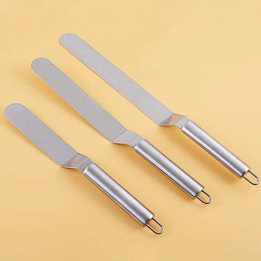 6 Inch Stainless Steel Straight Spatula Angled Spatula Cake Decorating Tools
