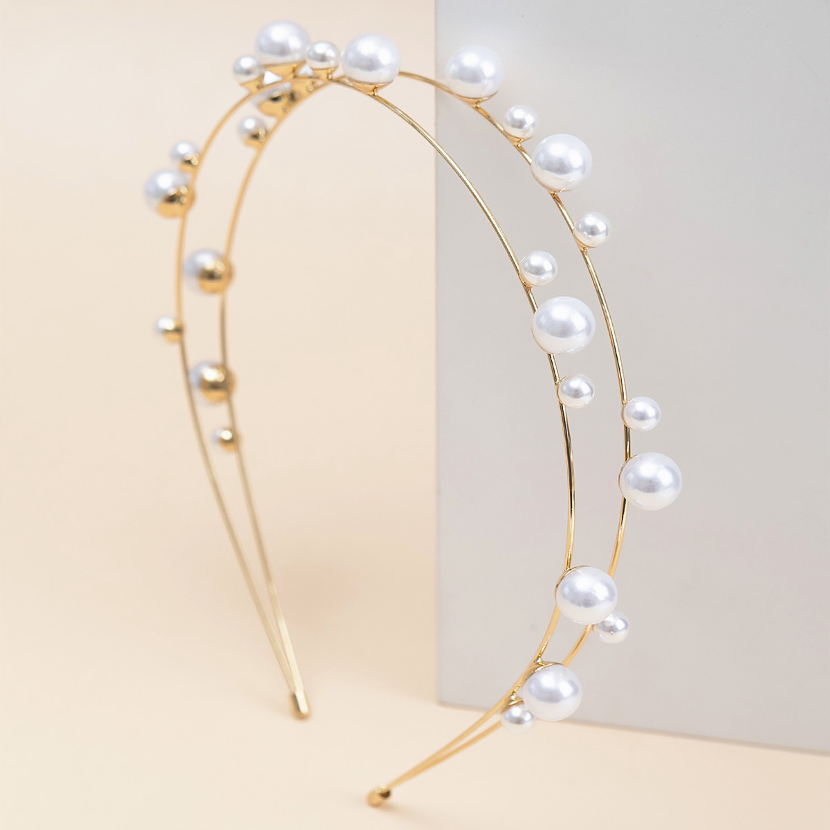 Double Layer Pearl Headband Pearl Accessories Hair - Temu