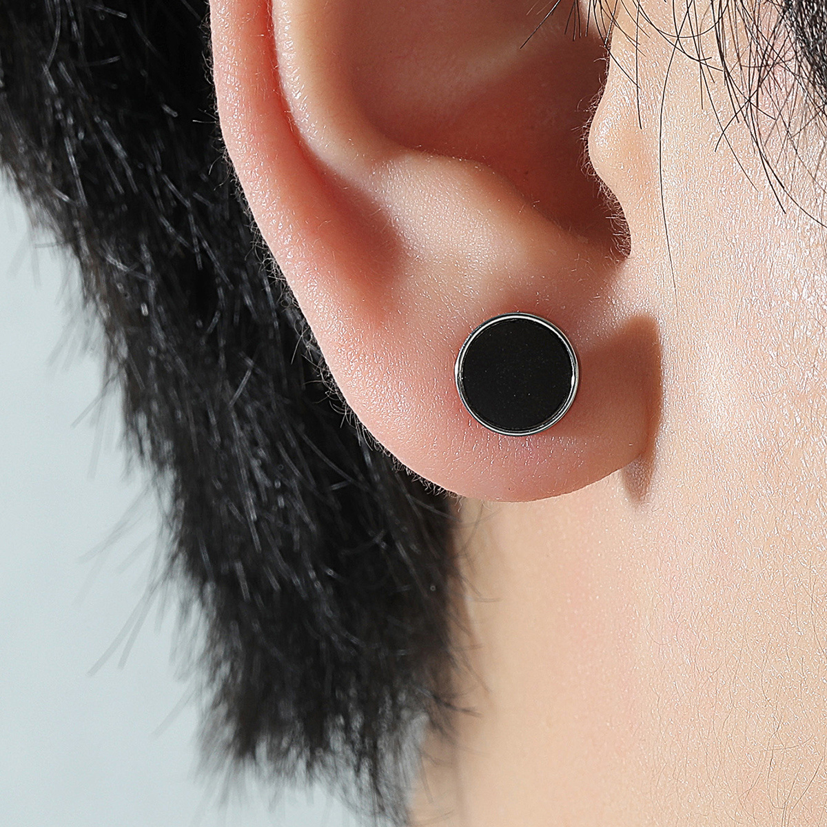 1 Par Aretes Doble Cabeza Acero Inoxidable Hombres Aretes - Temu