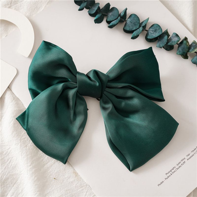 Big Satin Solid Bow Hair Clips Hairpin Women Barrettes 1pc