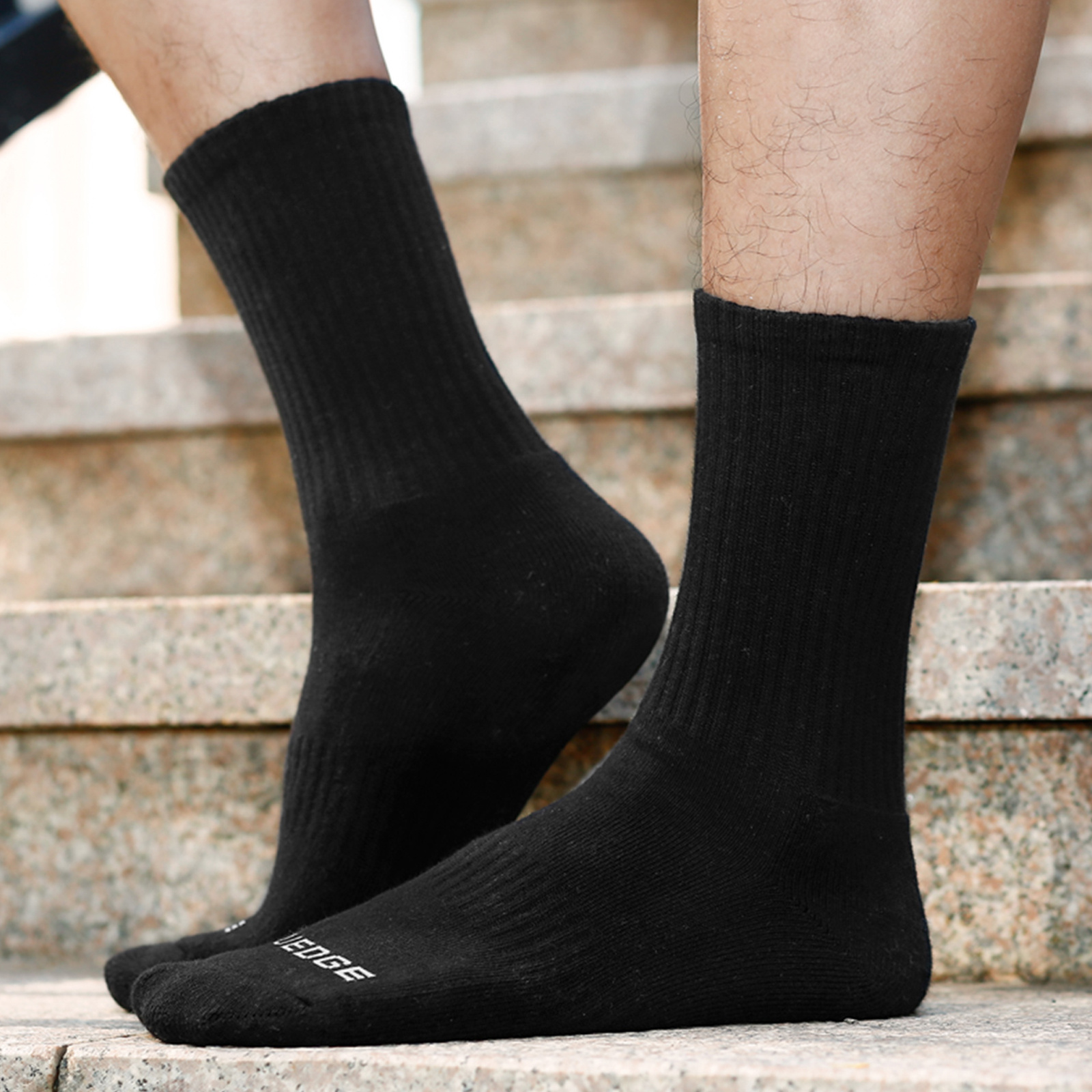 Yuedge Men's Moisture Wicking Cushioned Crew Socks - Athletic Training