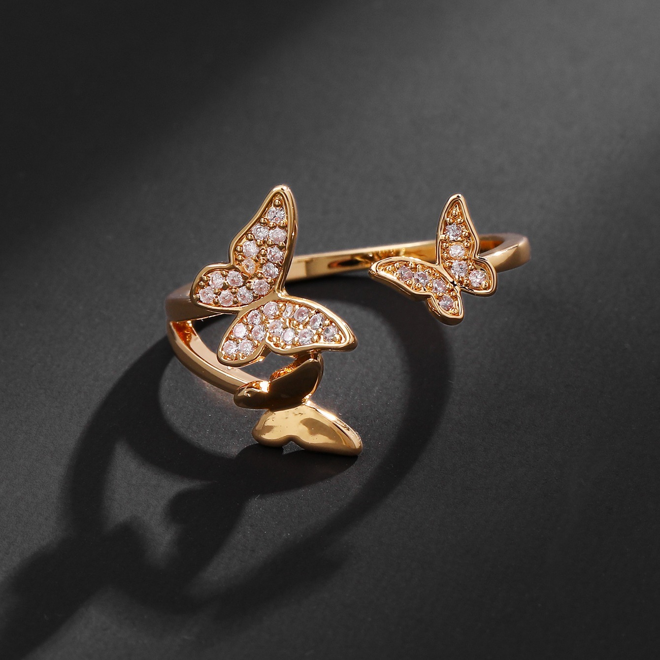 Boho Open Adjustable Butterfly 18K Plated Ring