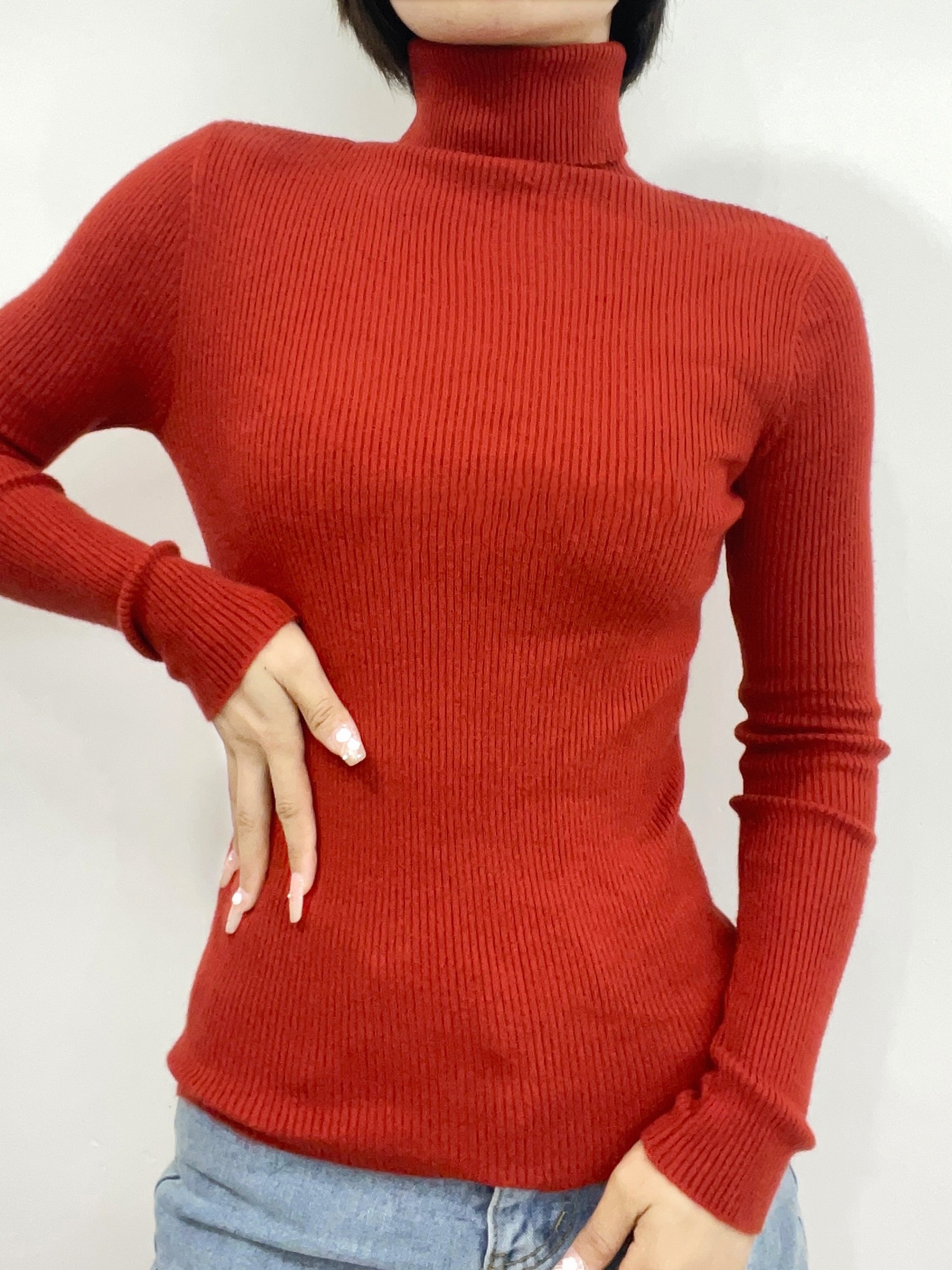 Jersey,Mujeres Rojo Color Sólido Tops De Manga Larga Suéteres