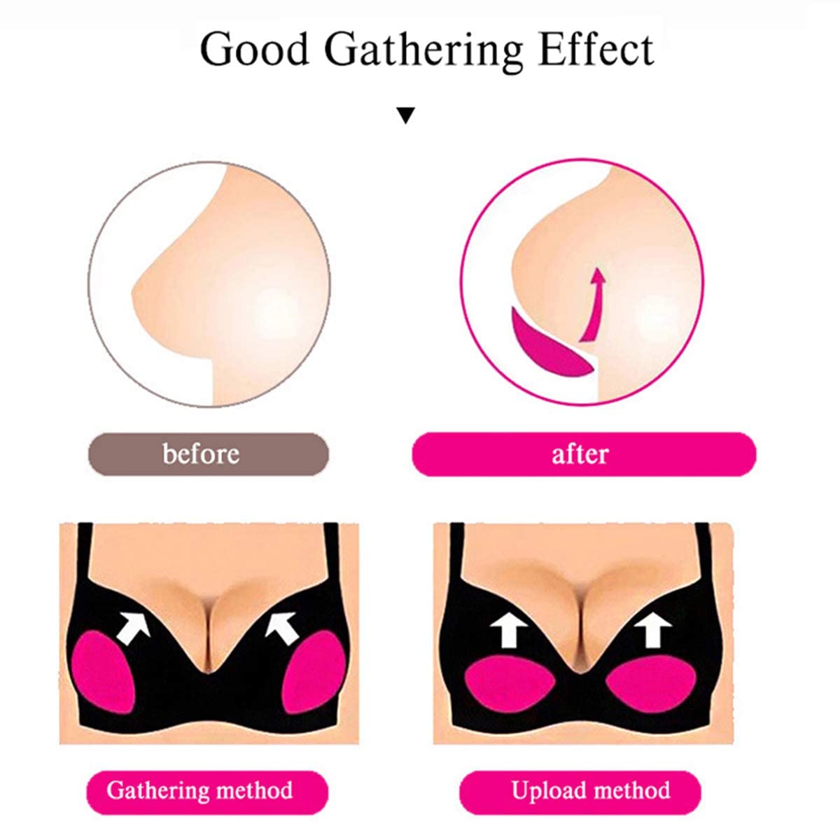 Women's Silicone Adhesive Bra Pads Breast Inserts Breathable Push Up Sticky  Bra Cups