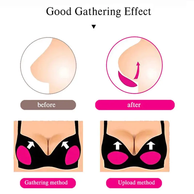 Breathable Silicone Bra Inserts Self-adhesive Breast Enhancer Invisible  Booster Bra Pads