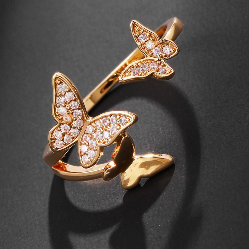 Boho Open Adjustable Butterfly 18K Plated Ring