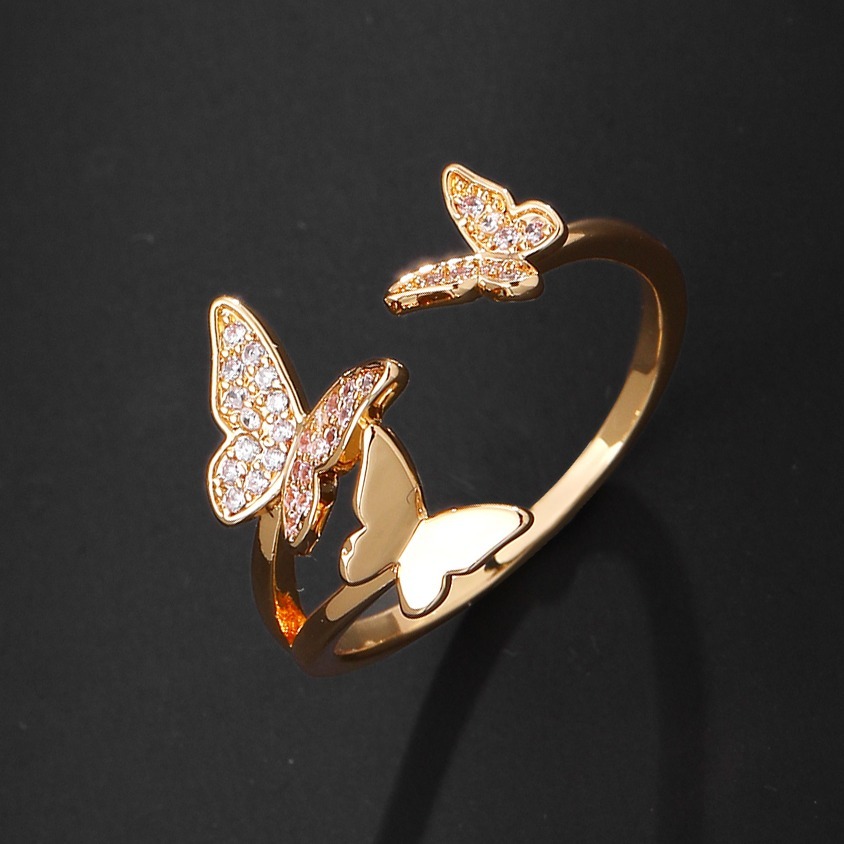 Boho Open Adjustable Butterfly 18K Plated Ring