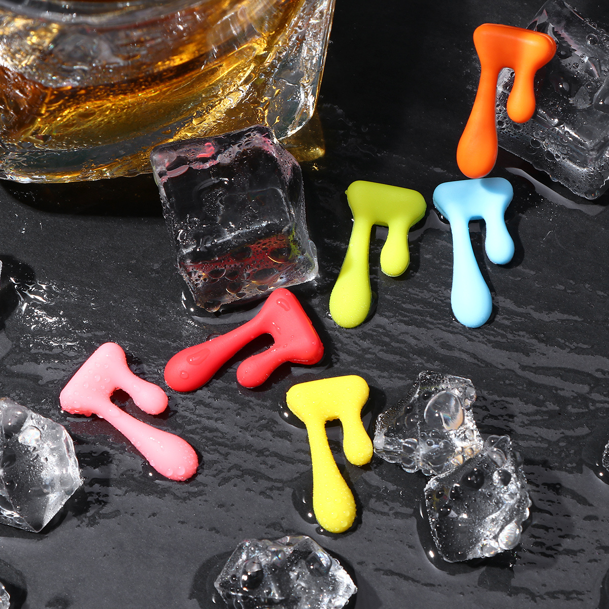 Ktyne 8PCS Mini Circle Silicone Wine Glass Marker Cup Identification Ring  For Party