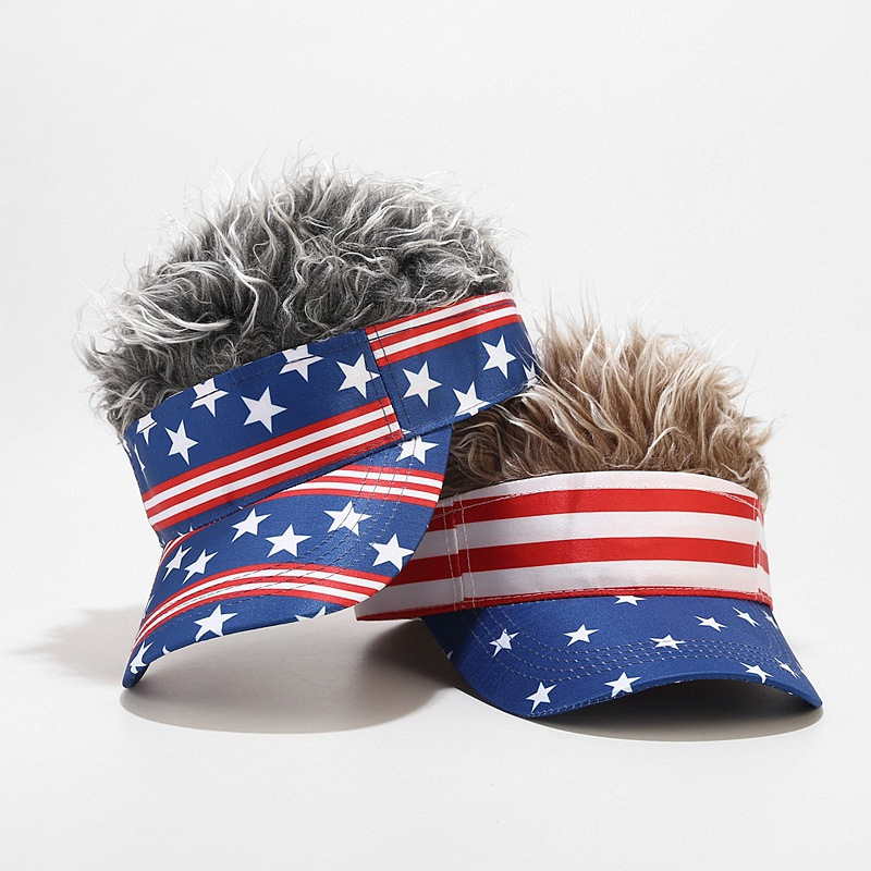Sun Visor Hat With Wig Spiked Hairs Fashion Baseball Golf Cap World Cup