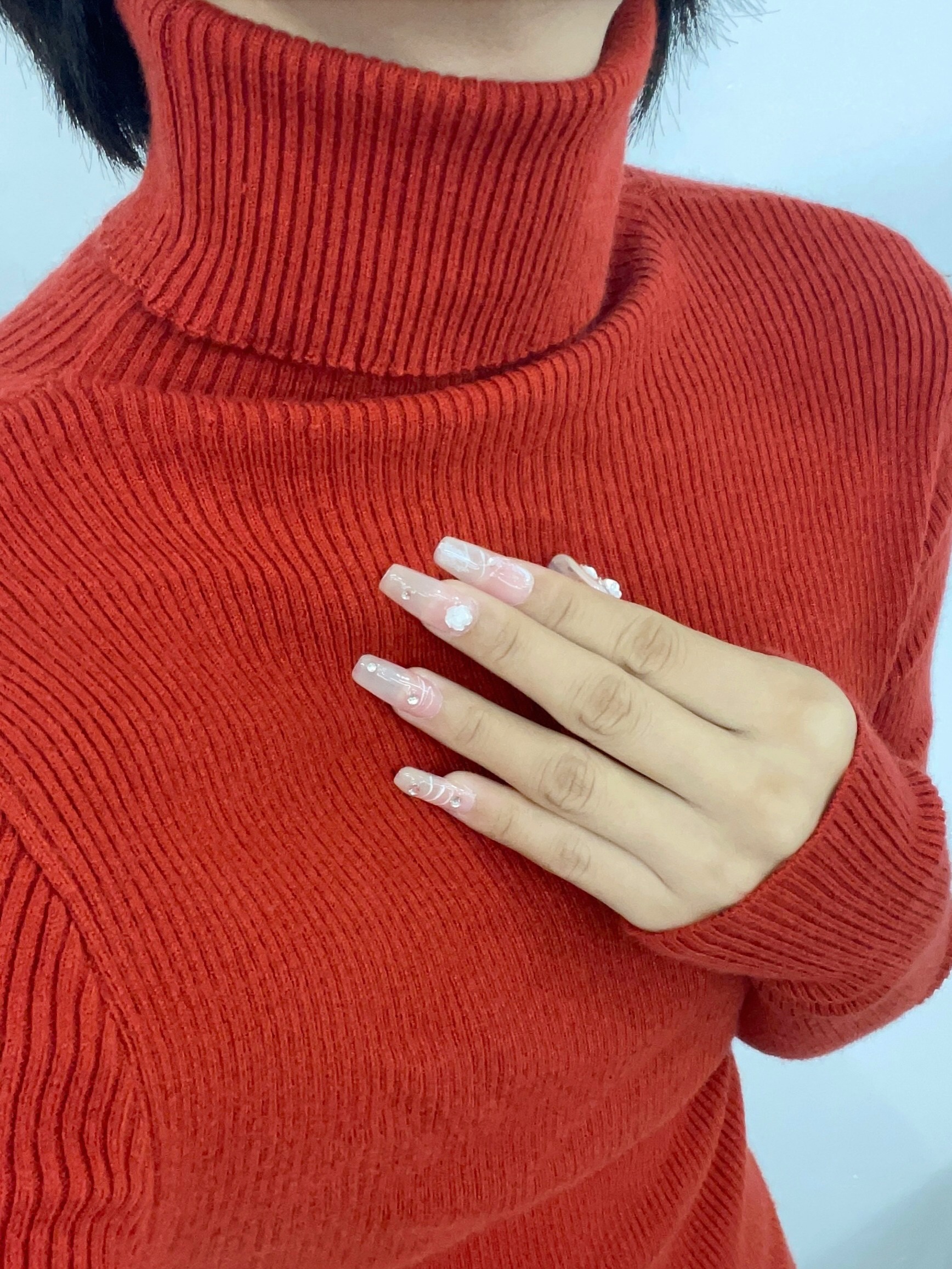 Ribbed Turtleneck Sweater - Red - Ladies