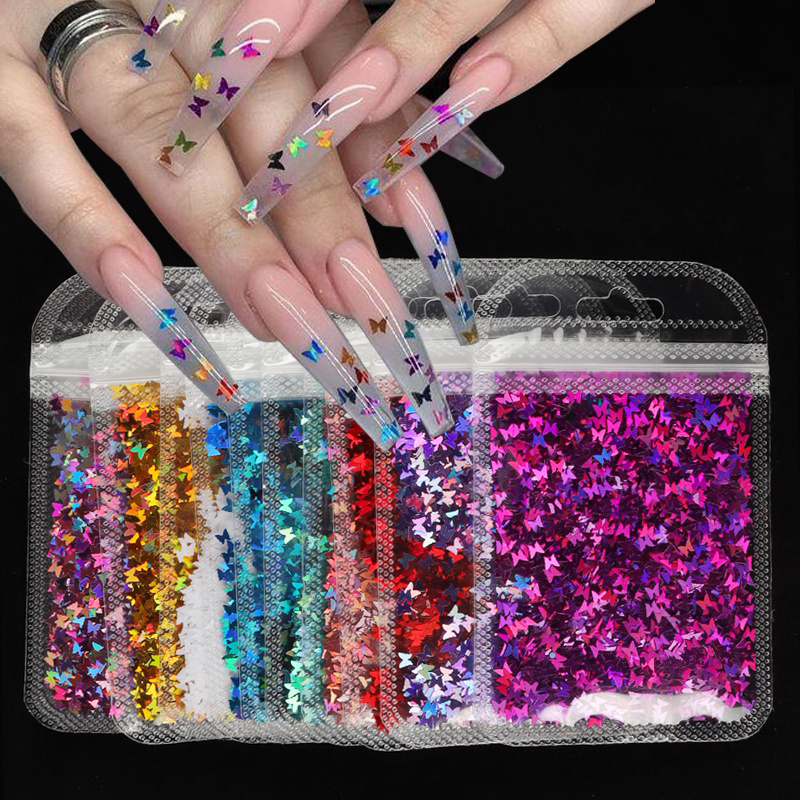 10g/Bag 1mm Holographic Heart Nails Glitter Sequins Sparkly Laser Gold  Flakes For Nails Art Decoration - AliExpress