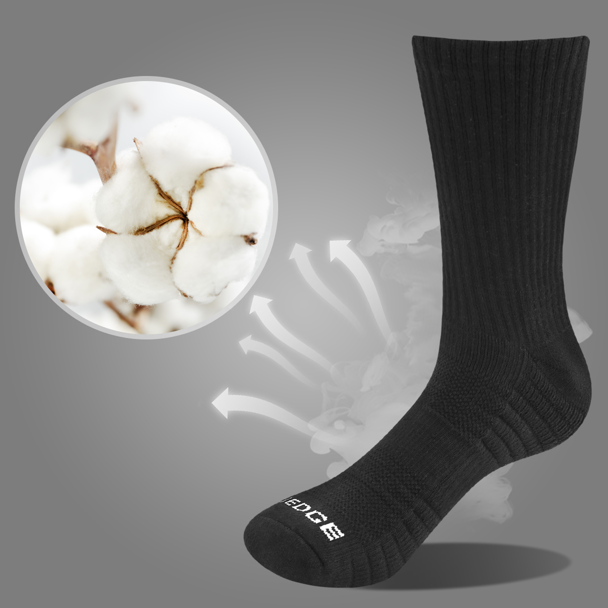 Yuedge Men's Moisture Wicking Cushioned Crew Socks - Athletic Training