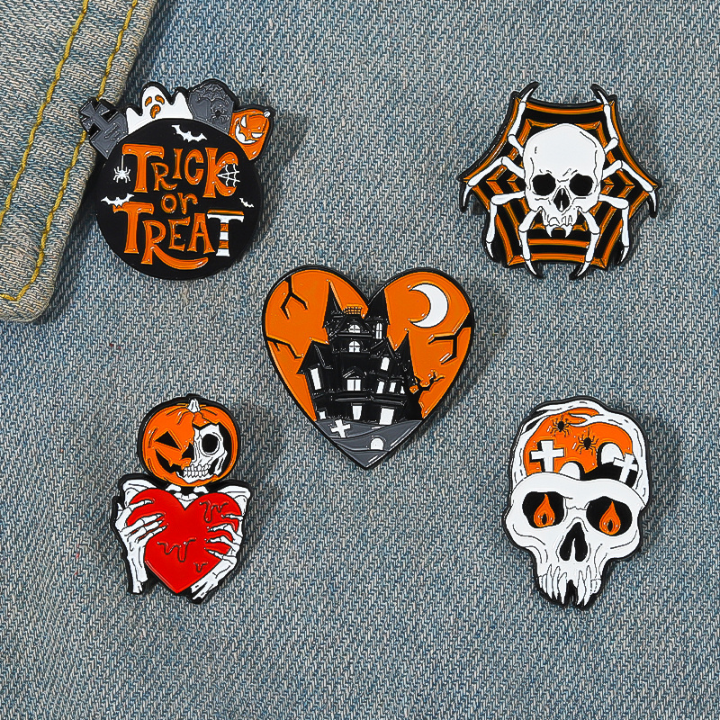 Halloween Pins Horror Enamel Brooch Pin, Cute Ghost Pumpkin Pins 