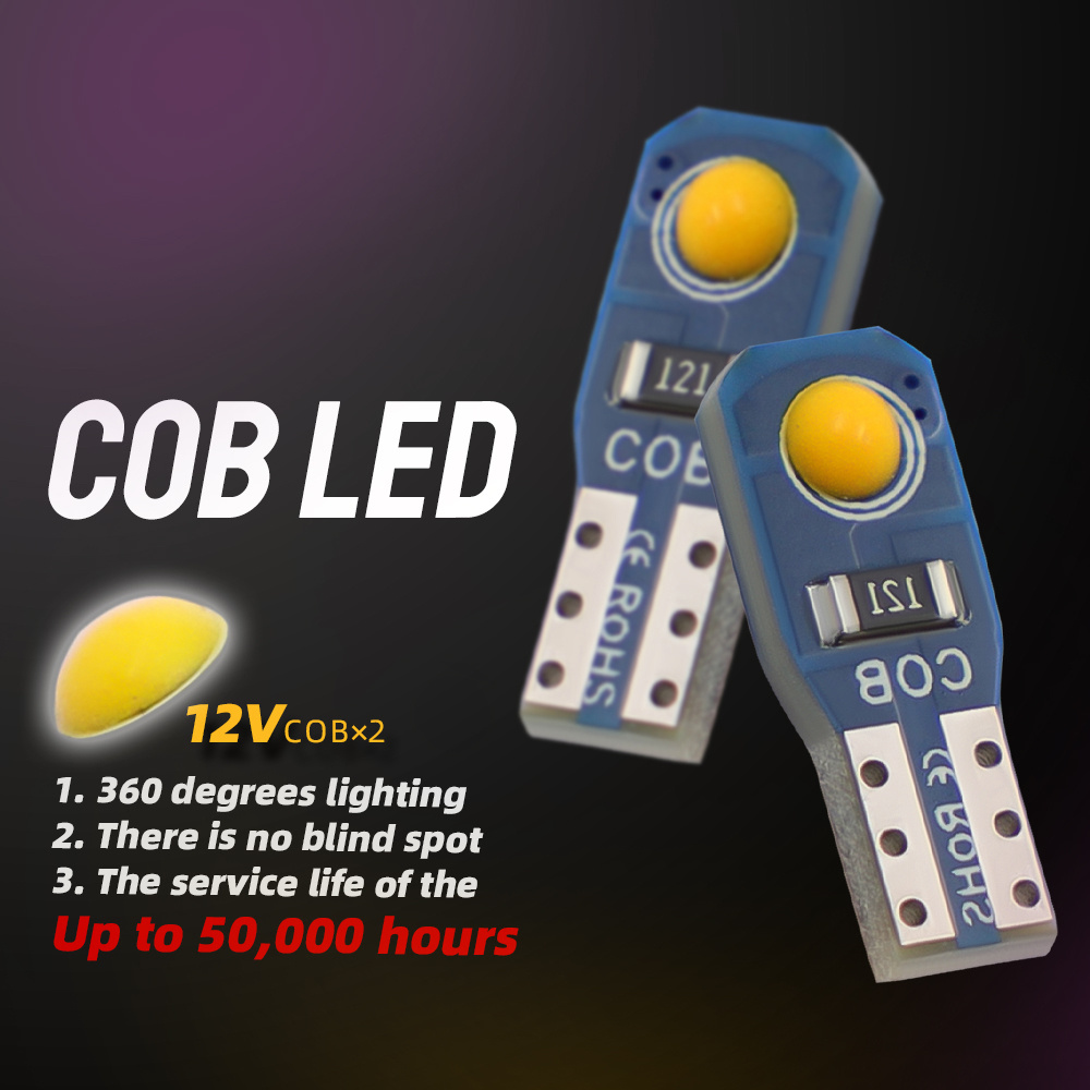 Generic 2pcs ampoule T5 12V LED COB Blue pour tableau de bord à