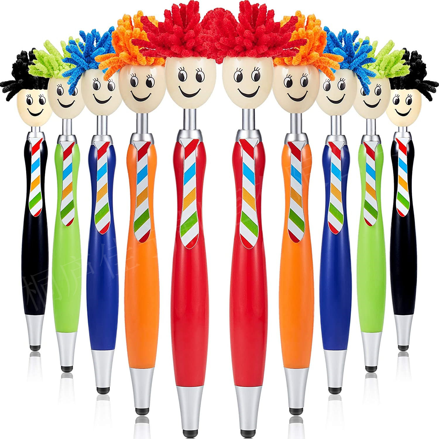 

1pc Cartoon Hairy Head Ballpoint Pen 2 In 1 Stylus Pen For School Office For Kids And Adults