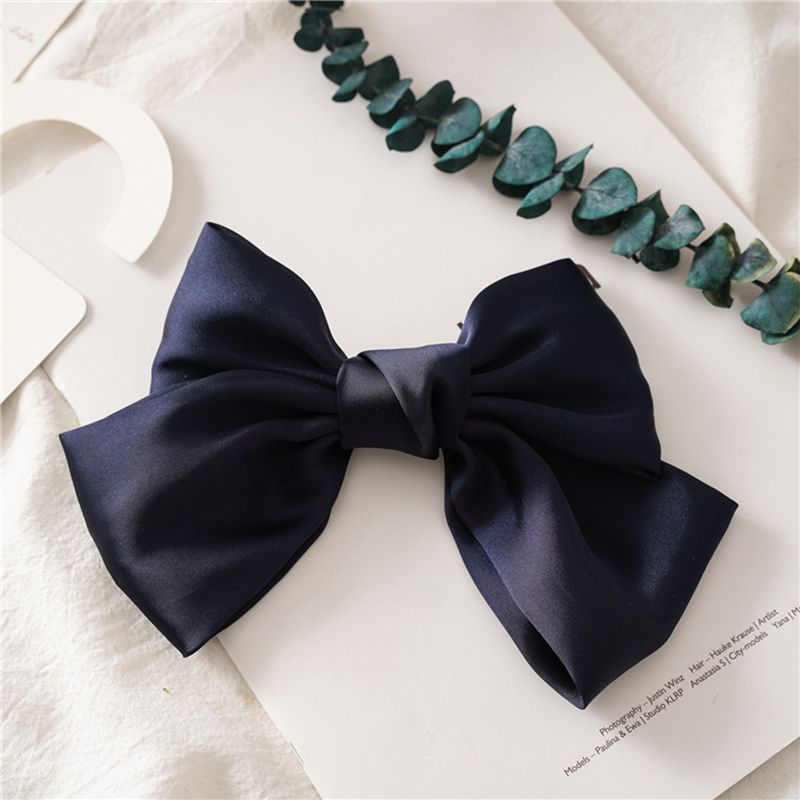 Big Satin Solid Bow Hair Clips Hairpin Women Barrettes 1pc