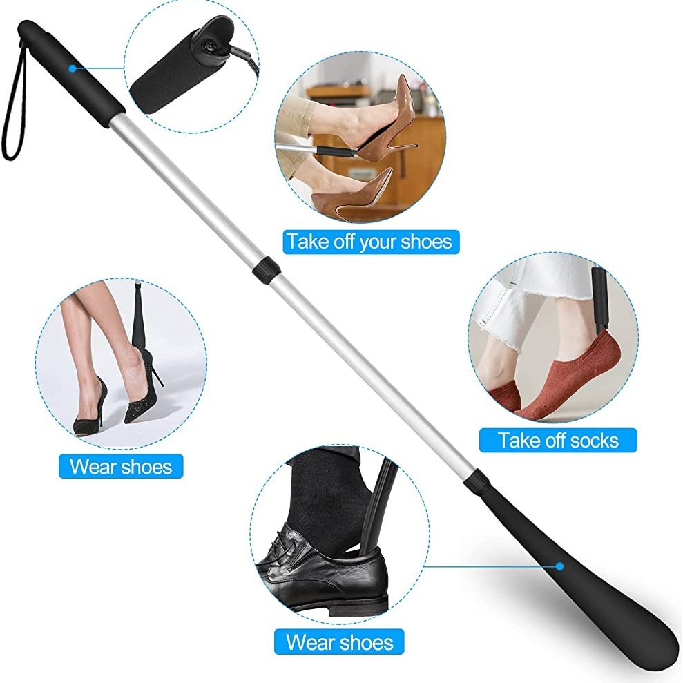 Aid Shoehorn Telescopic, Shoe Horn Long Handle Spring Shoe Horn Shoe