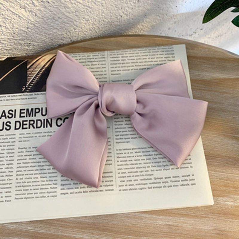 Big Satin Solid Bow Hair Clips Hairpin Women Barrettes 1pc