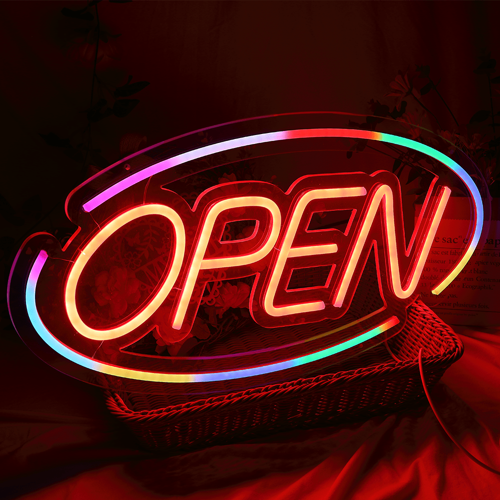 Rgb Led Neon Open Sign, Open Signs For Business, Ultra Bright Electric Light  Up Signs With 5v Usb For Bars, Stores, Coffee Shop, Hotel Etc. Temu