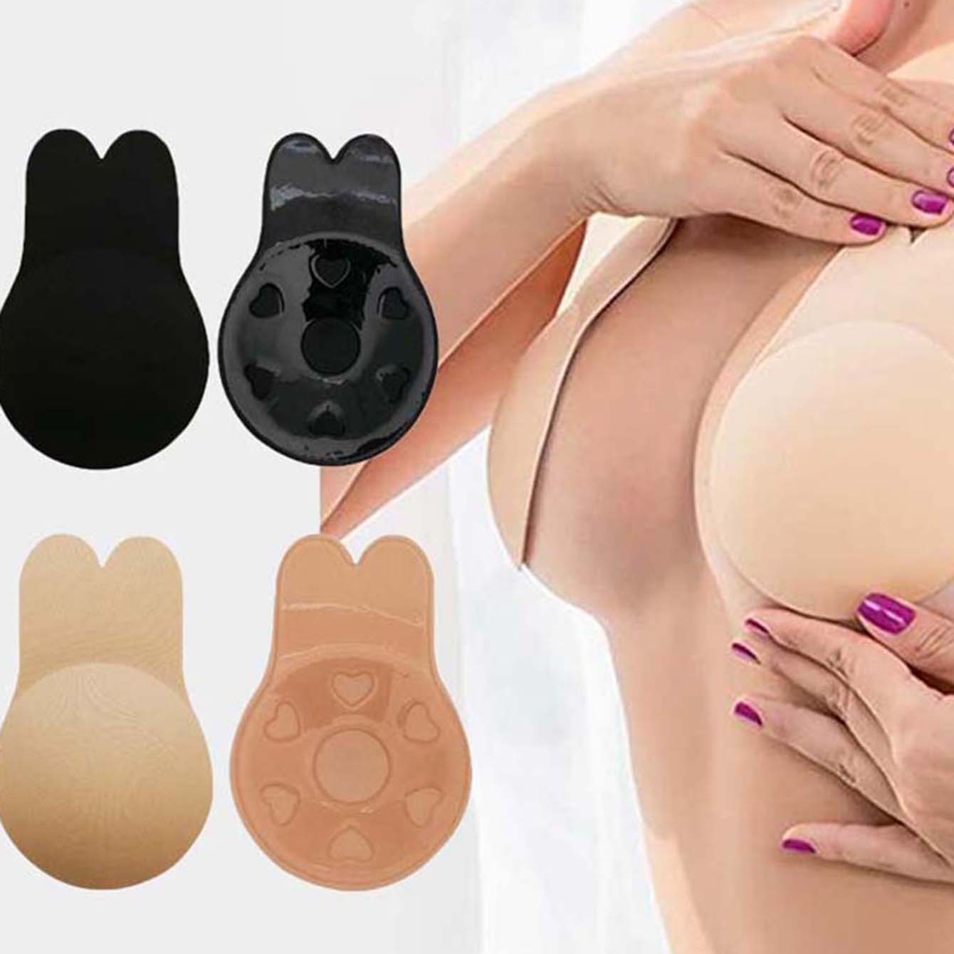 Women Strapless Adhesive Invisible Push Up Bra Nipple Covers Breast Lifts  Tape 