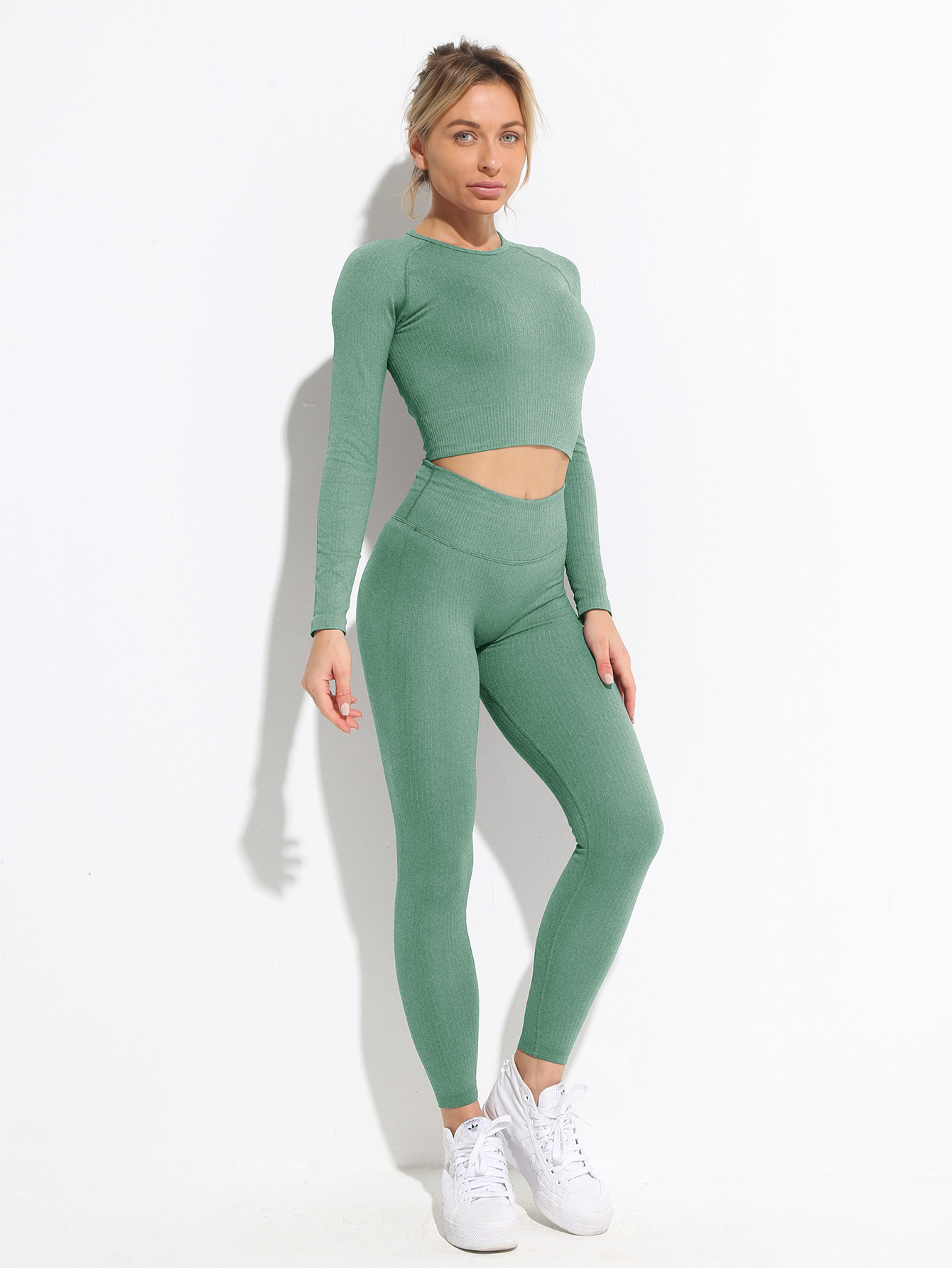 Yoga Basic 2 pièces Ensemble sport costume sans couture élasticité