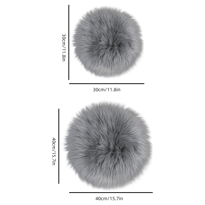 TEMU 1 Gray Fur Round Mat For Bedroom And Living Room Decor, , Coaster, Seat Cushion, Chair Pad, Vanity Table Accent