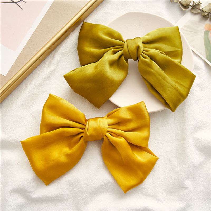 Big Satin Solid Bow Hair Clips Hairpin Women Barrettes 1pc