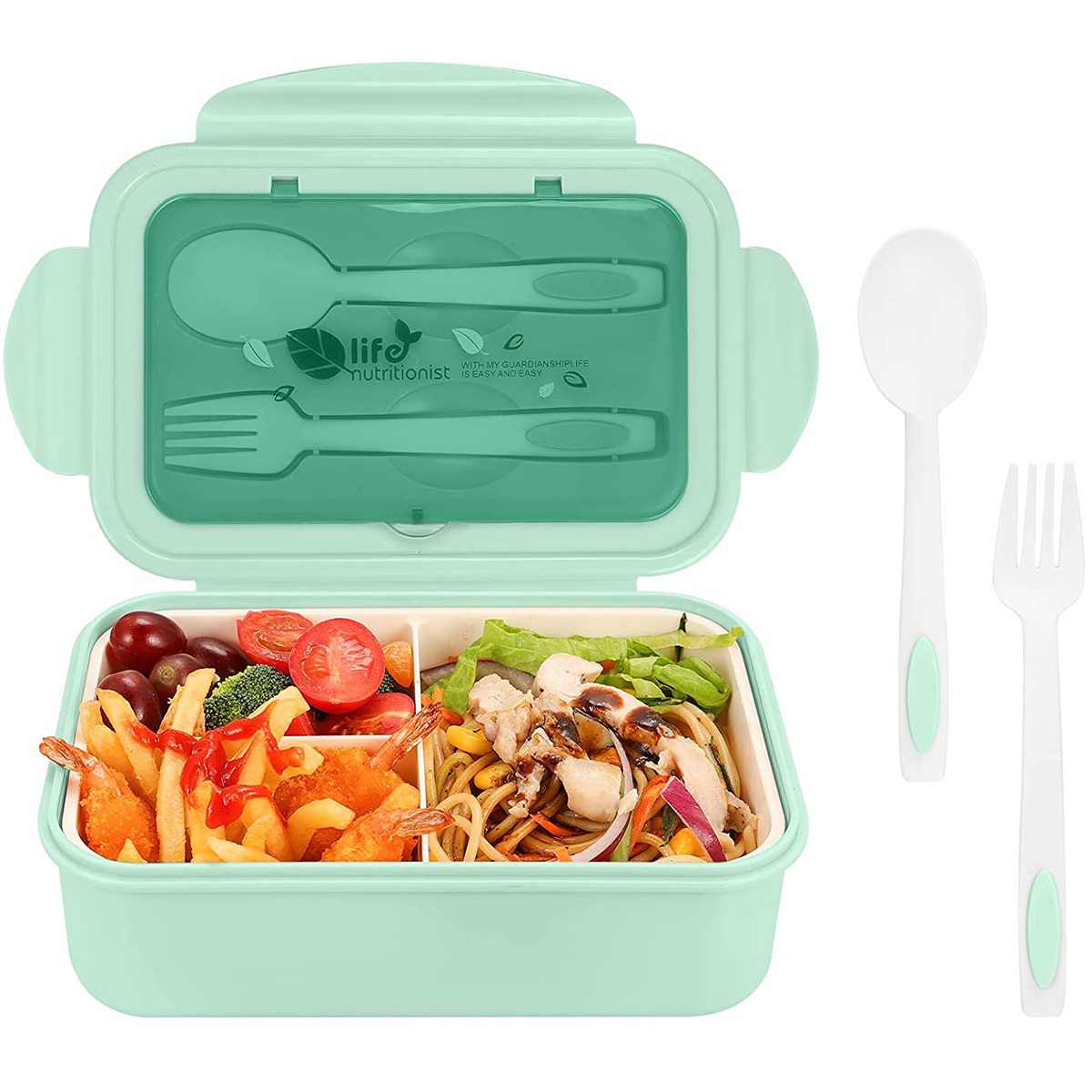 Bento Box For Adults Reusable Lunch Box Food Container With 3 Compartments  And Spoon & Fork Portable Lunch Container Microwave Safe For Work School  Office Use, Don't Miss These Great Deals