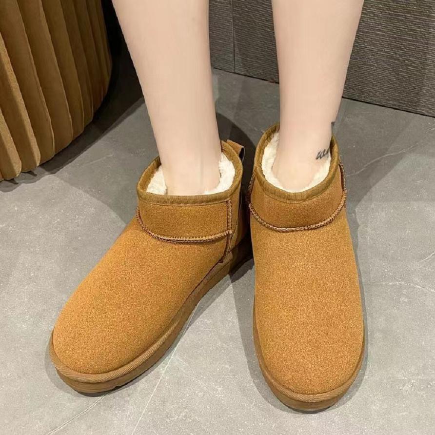 Women's Snow Boots Winter Warm Cotton Shoes Solid Color Ankle Winter Boots - Clothing, Shoes 