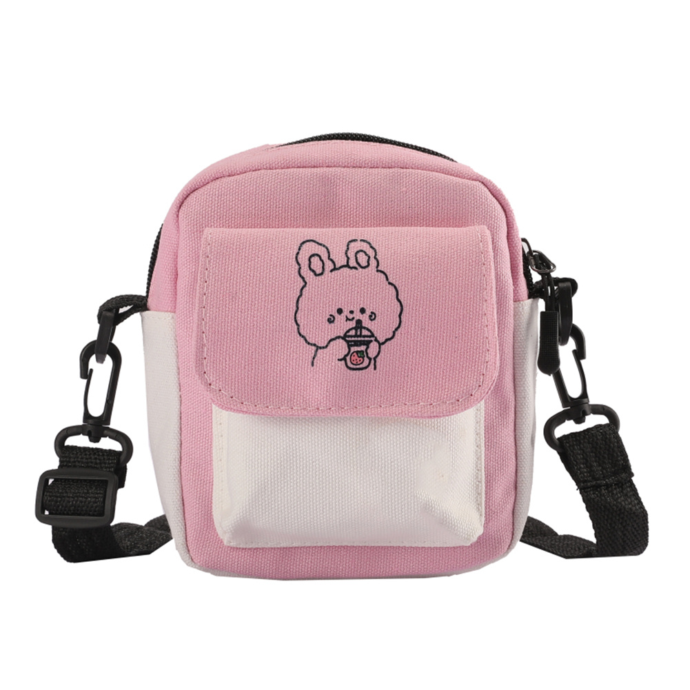 Cartoon Canvas Crossbody Bag, Women's Cute Small Zipper Shoulder Bag Temu