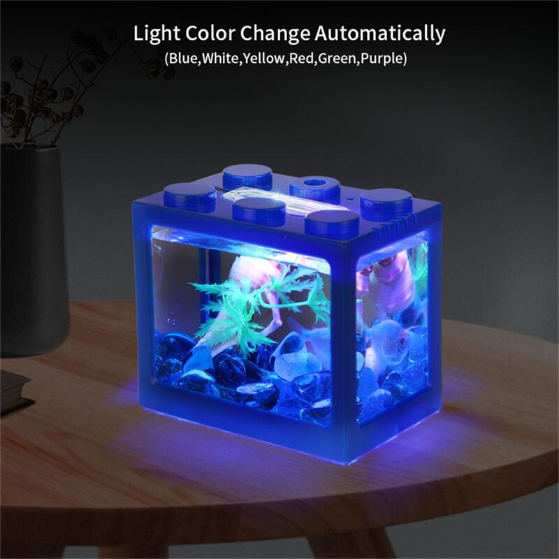 HI-Reeke Aquarium Mini Building Block Set Fish Tank with LED Light