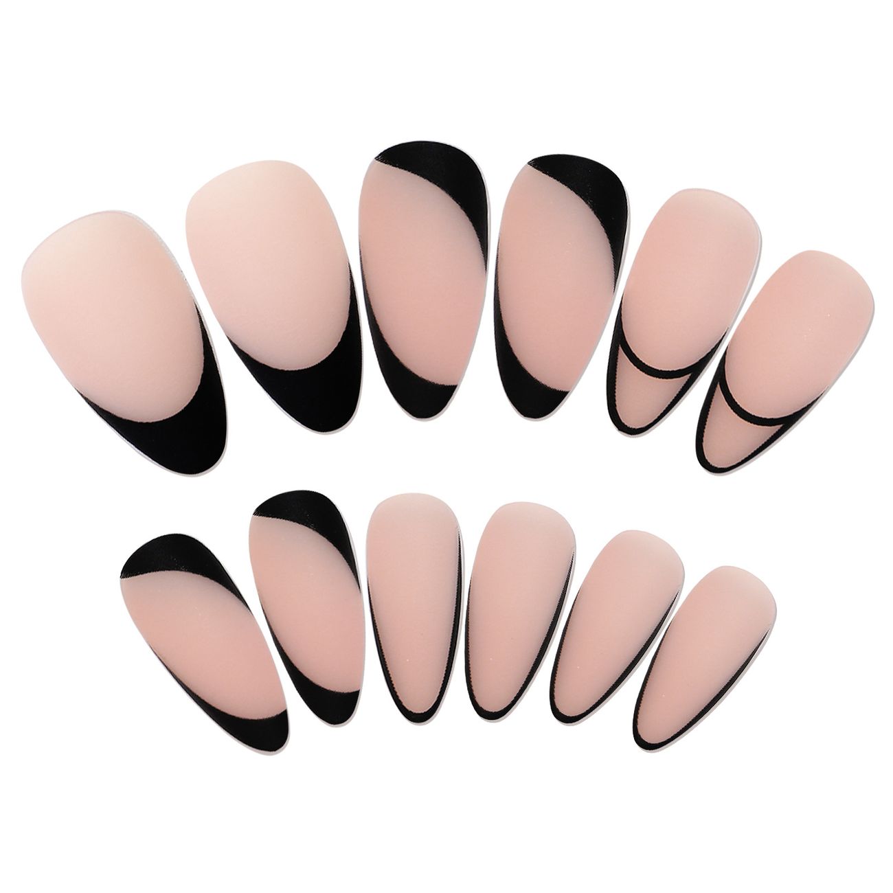 24 Pcs French Nude Medium Press On Nails Matte Almond Shape Fake Nail Black Art Stripes Designs Artificial False Nails Acrylic Stiletto Stick On Nails Tips For Women And Girls | Free 24 Pcs French Nude Medium Press On Nails Matte Almond Shape Fake Nail Black Art Stripes Designs Artificial False Nails Acrylic Stiletto Stick On Nails Tips For Women And Girls | Free