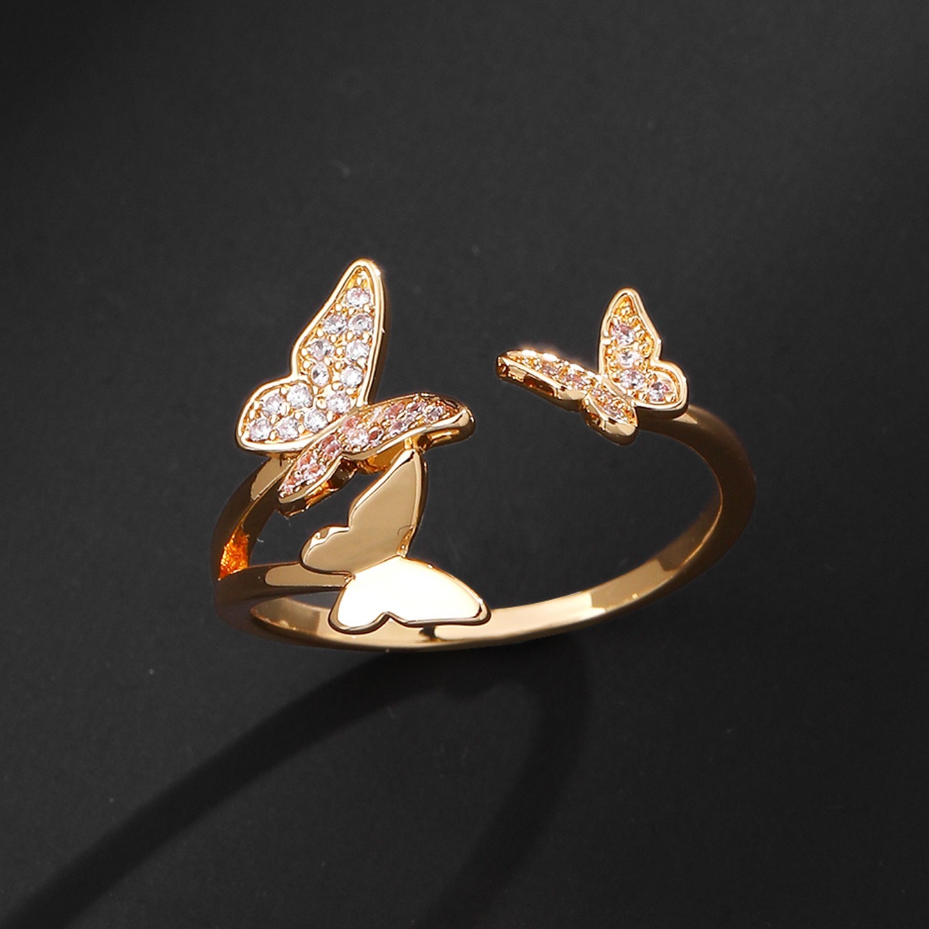 Boho Open Adjustable Butterfly 18K Plated Ring