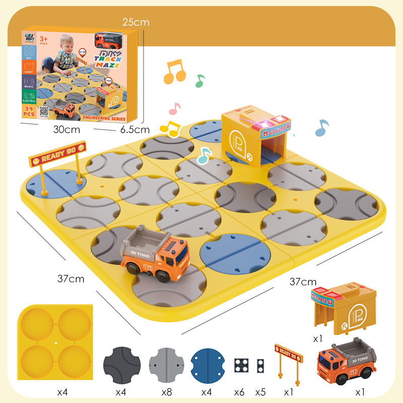 Ensemble de puzzle de construction de route avec pull back car logical road  maze création gratuite jeu de société éducatif