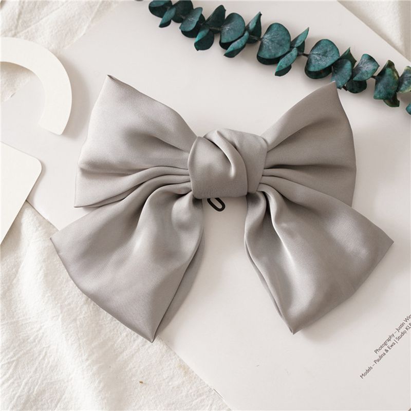 Big Satin Solid Bow Hair Clips Hairpin Women Barrettes 1pc