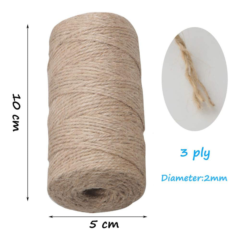 Natural Jute Twine Best Arts Crafts Gift Twine Durable Packing String, 328  Feet Brown by Fablise Craft 
