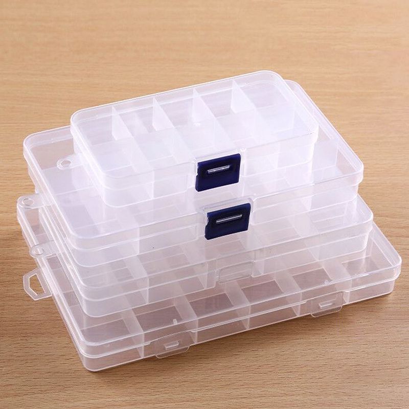 10/15/24 Grids Transparent Jewelry Box Storage Box Plastic Box For Jewelry  Beads Earring Fishing Hook Small Accessories Storage Compartments -  Clothing, Shoes  Jewelry - Temu