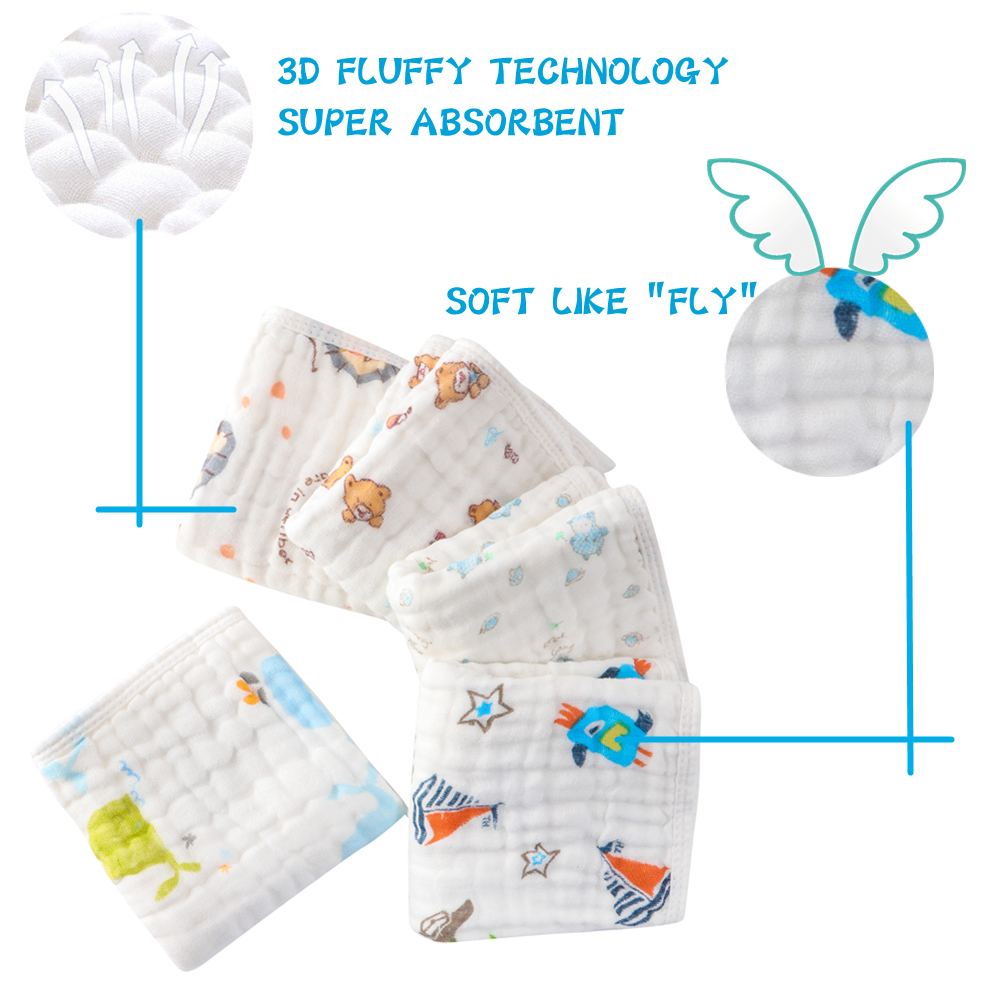 muslin burp cloths baby burp clothes for boys girls   cotton large 20x10 6 layers thicken super soft absorbent 5pcs pack details 4