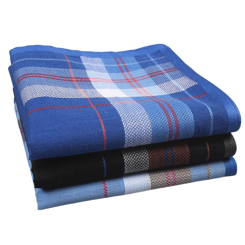 

3pcs Men's Elegant Striped Cotton Knitting Business Soft Pocket Handkerchief 16.9 Inches