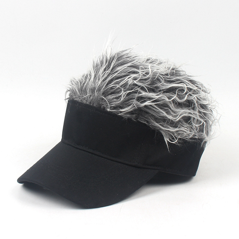 

Adjustable Sun Visor Hat With Wig Spiked Hairs Fashion Baseball Golf Cap